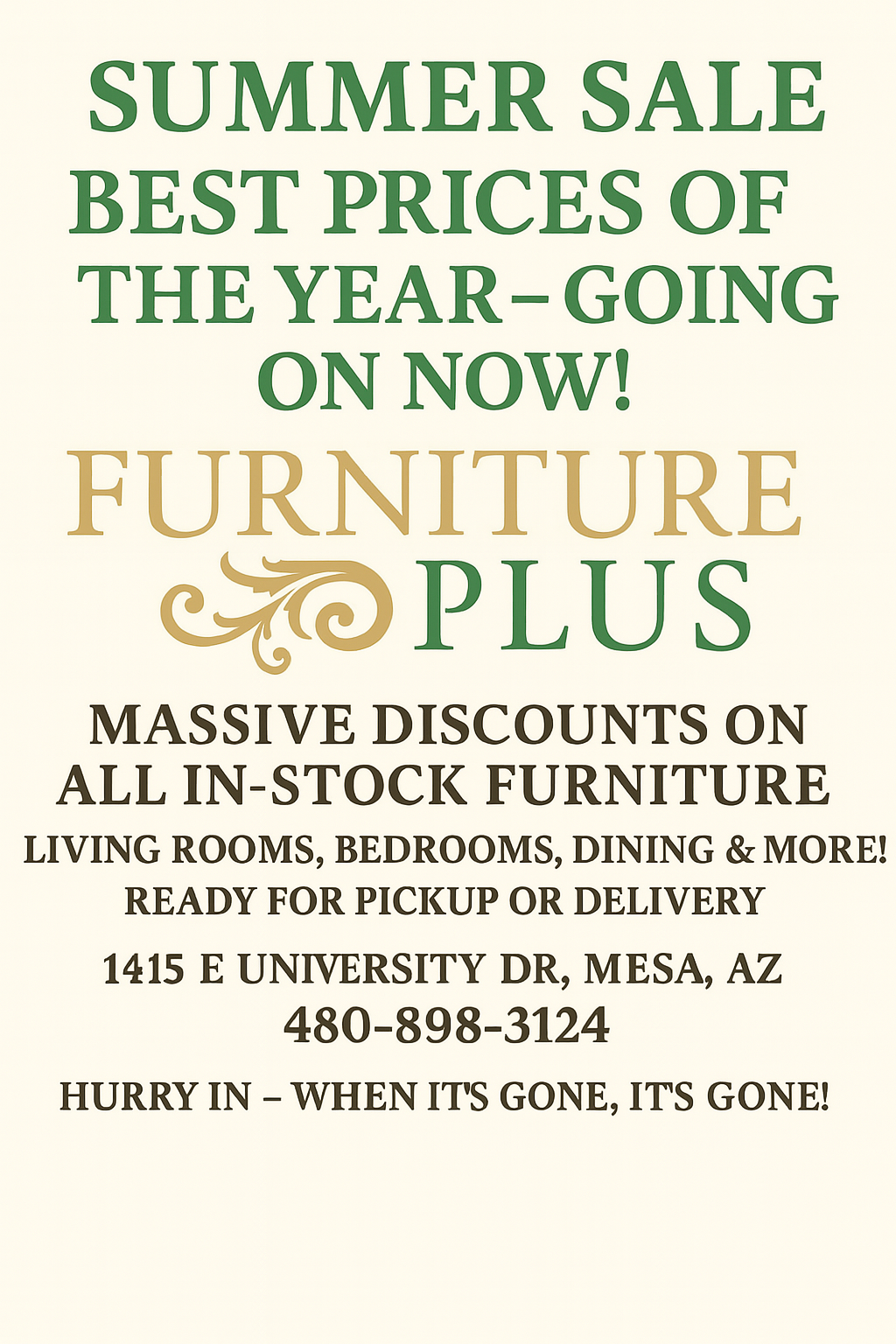 SUMMER FURNITURE SALE!!